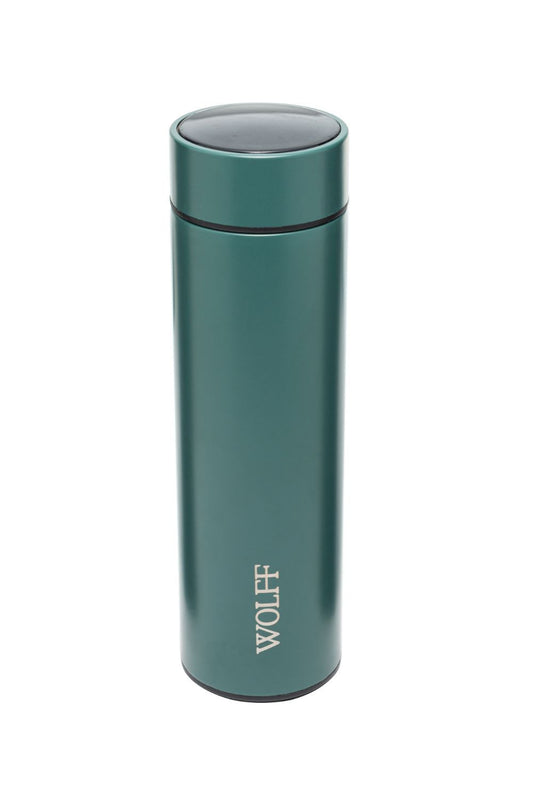 Garrafa Térmica De Aço Inox C/ Termômetro Em Led Verde 500Ml