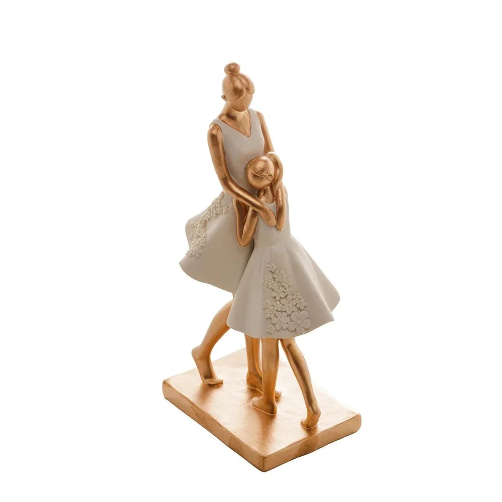 Figura Decorativa de Resina Mãe e Filha Wolff Branco 10x7x20cm