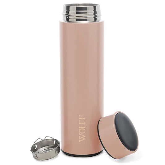 Garrafa Térmica 500ml De Aço Inox Com Termômetro E Led Rose