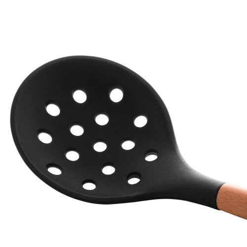 Escumadeira silicone cabo de bambu charmy Preto 31,5cm LYOR