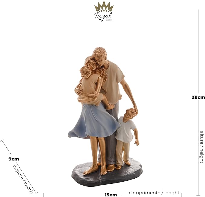 Figura Decorativa de Resina Familia Wolff 15x9x28cm