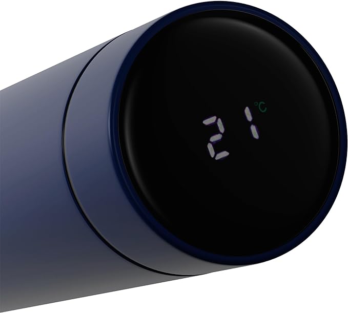 Garrafa Térmica Aço Inox Termômetro em Led 500ml Wolff Azul
