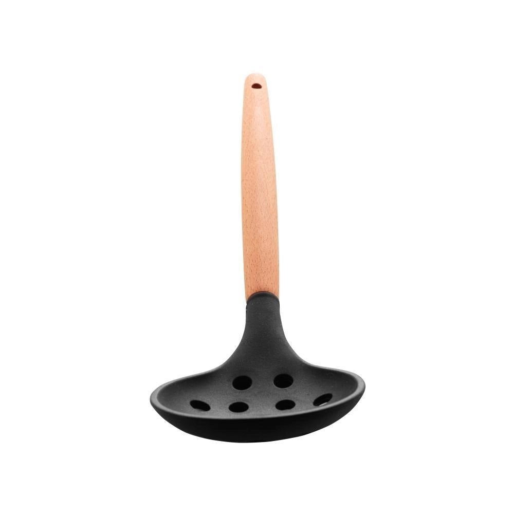 Escumadeira silicone cabo de bambu charmy Preto 31,5cm LYOR