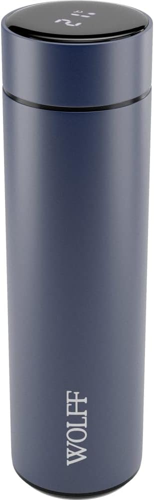 Garrafa Térmica Aço Inox Termômetro em Led 500ml Wolff Azul