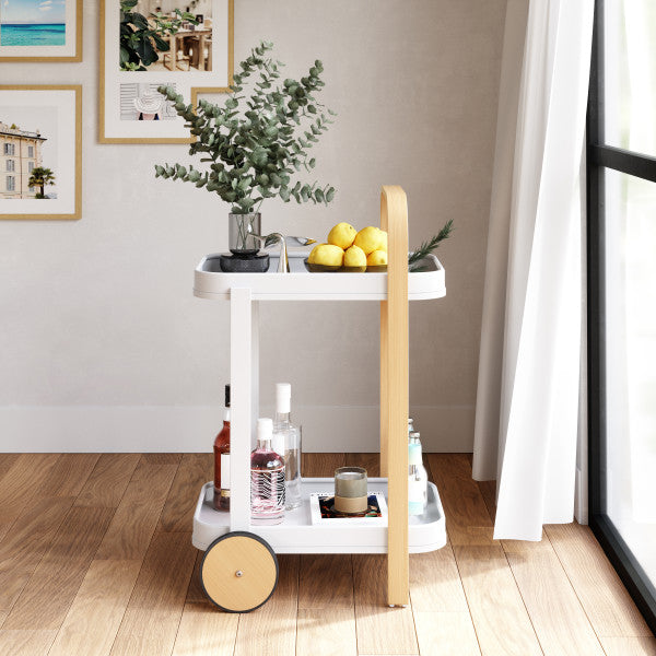 Mesa/Carrinho de Bar Bellwood Cart Branco/Natural Umbra