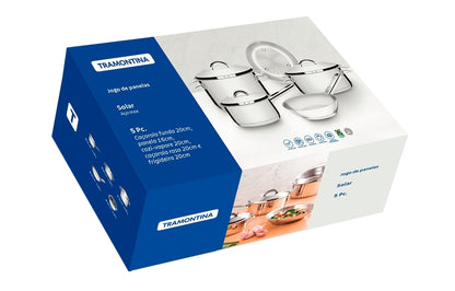 Jogo Panelas Tramontina Solar Inox Fundo Triplo 5 Pc