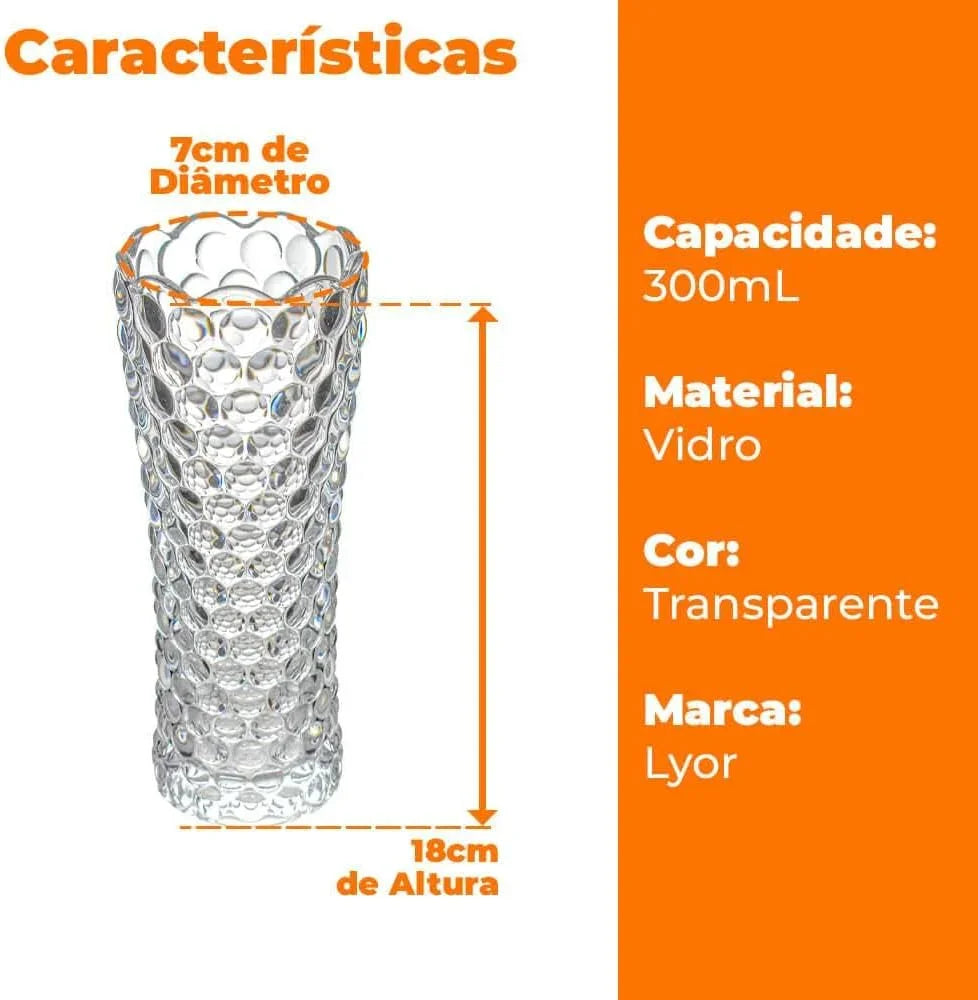 Vaso de Vidro Bubble Lyor 7cm x 7cm x 18cm Lyor