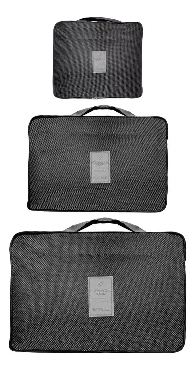 Conjunto de 6 Organizadores de Mala para Viagem em Nylon Preto Lyor
