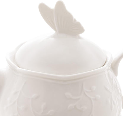 Conjunto 3 Peças para Chá de Porcelana New Bone Butterfly Flower Lyor