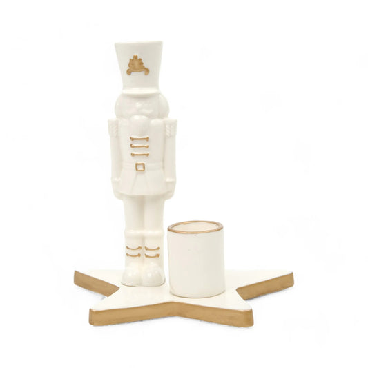 Porta Velas Cromus Chumbo Branco/Dourado