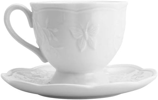 Xícara para Chá com Pires de Porcelana New Bone Butterfly Flower Lyor  200ml