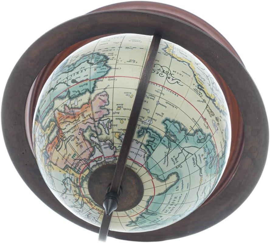 Globo Decorativo Metal e Madeira Wolff com Bússola Dourado 23x15cm