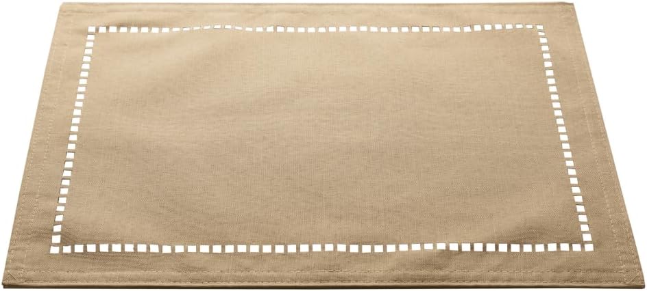 Lugar Americano de Poliéster e Linho Levis Bege Lyor 45x30cm