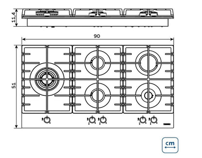 Cooktop à Gás Tramontina Penta Plus 5GG Tri He Safestop 90 Semiprofissional