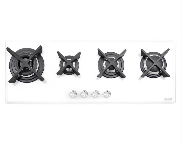 Cooktop a Gás Tramontina Slim Glass Flat 4 Bocas Branco Bivolt