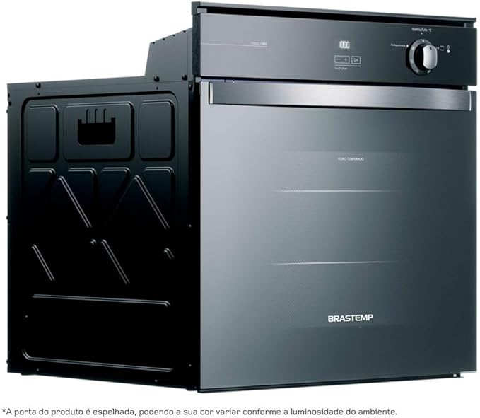 Forno de Embutir a Gás Brastemp 78 Litros Espelhado com Grill e Timer BOA84AR