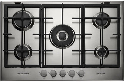 Cooktop 5 Bocas Brastemp Gourmand Inox Com Duplachama E Trempe Com Ferro Fundido Bdk75dr