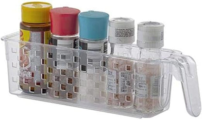 Cesto Organizador Alça Paramount Plástico Cristal 28x28x8cm