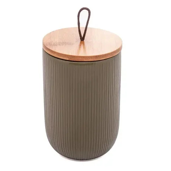 Potiche Ceramica Decorativo com Tampa  Bambu Verde Lyor 10X10x15