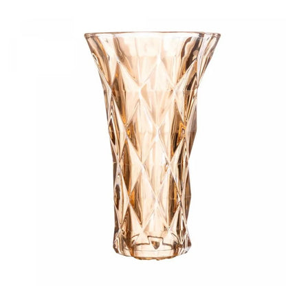 Vaso de Vidro Diamond Âmbar Metalizado Lyor 13cm x 6,5cm x 20cm