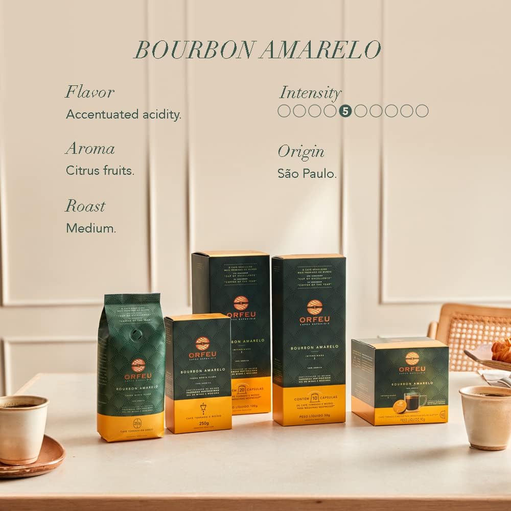 Café Torrado em Grão Bourbon Amarelo Orfeu 250G