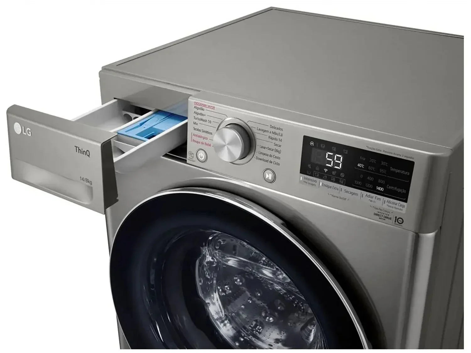 Lava e Seca Smart LG 14kg Inox Look com IA VC4 CV5014PC4A