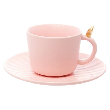 Conjunto de 2 Xícaras de Chá de Cerâmica Colibri com Pires Rosa 190ml Lyor