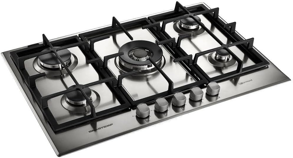 Cooktop 5 Bocas Brastemp Gourmand Inox Com Duplachama E Trempe Com Ferro Fundido Bdk75dr