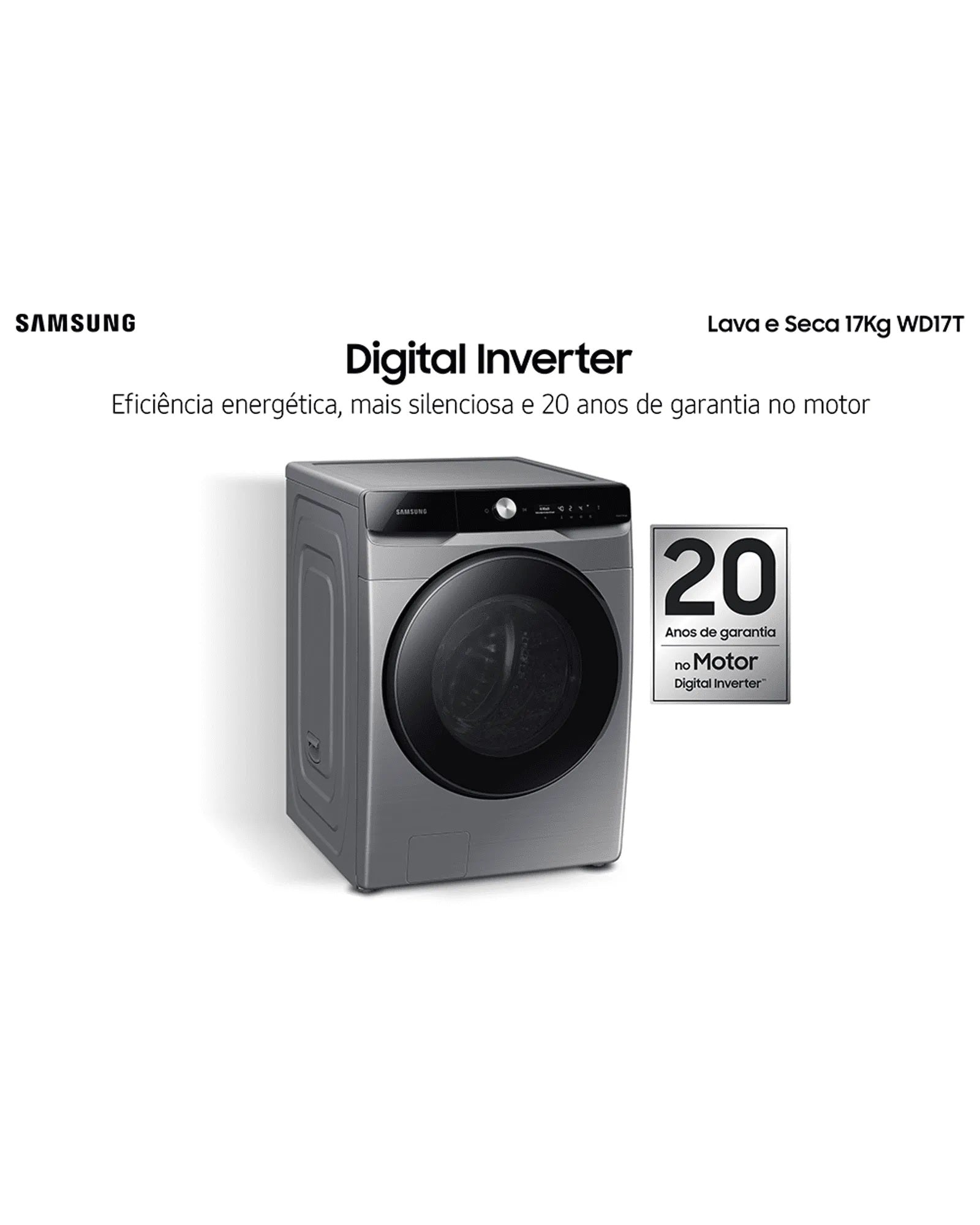 Lava e Seca Samsung 17kg WD17T Ecobubble Motor Inverter Inox