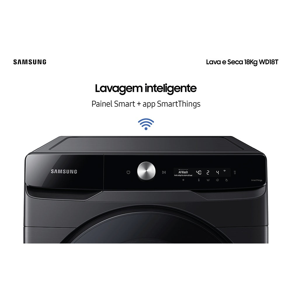 Lava e Seca Samsung Smart AI Wash WD18T Black 18kg