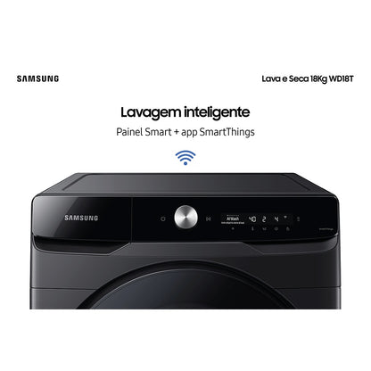 Lava e Seca Samsung Smart AI Wash WD18T Black 18kg