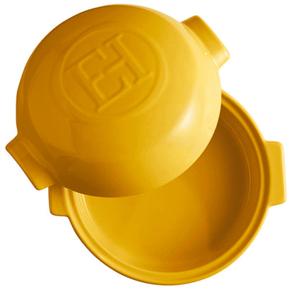 Forma Redonda com Tampa para Gratinar 19,5x17,5 cm Amarela Emile Henry