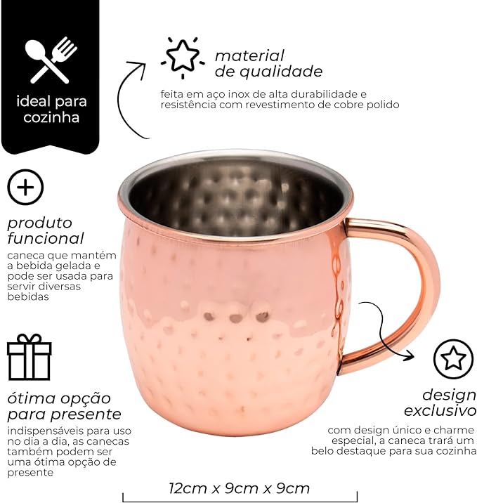 Caneca em Inox Moscow Mule Mimo Style 470ml Bronze