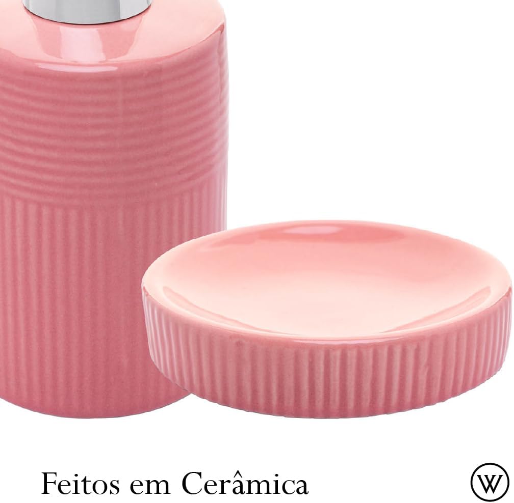 Conjunto 2 Peças para Banheiro de Cerâmica Essência Rosa Wolff