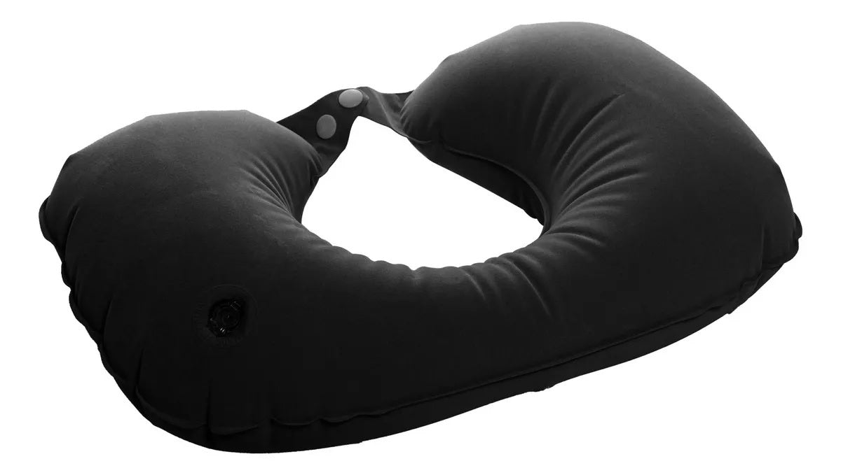 Kit Viagem Travesseiro Inflável Mascara E Plug Para Ouvidos Lyor Preto