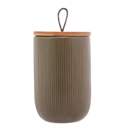 Potiche Ceramica Decorativo com Tampa  Bambu Verde Lyor 10X10x15