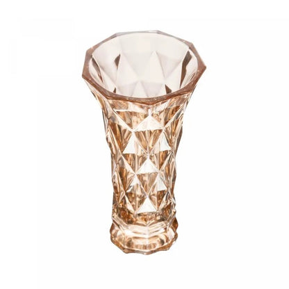 Vaso de Vidro Diamond Âmbar Metalizado Lyor 13cm x 6,5cm x 20cm