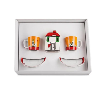 Set 2 Xícaras de Espresso com Pires + Açucareiro Vermelho Egan