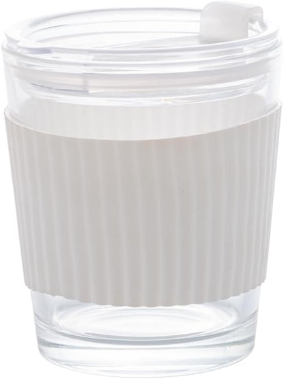 Copo de Vidro com Cinta em Silicone Branco Wolff 350ml