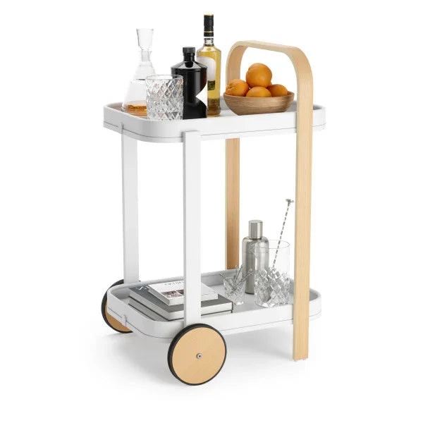 Mesa/Carrinho de Bar Bellwood Cart Branco/Natural Umbra