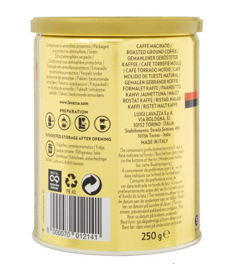 Café Torrado e Moído Italiano Lavazza Qualità Oro Lata 250g