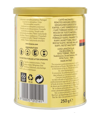 Café Torrado e Moído Italiano Lavazza Qualità Oro Lata 250g