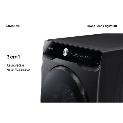Lava e Seca Samsung Smart AI Wash WD18T Black 18kg