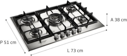Cooktop 5 Bocas Brastemp Gourmand Inox Com Duplachama E Trempe Com Ferro Fundido Bdk75dr