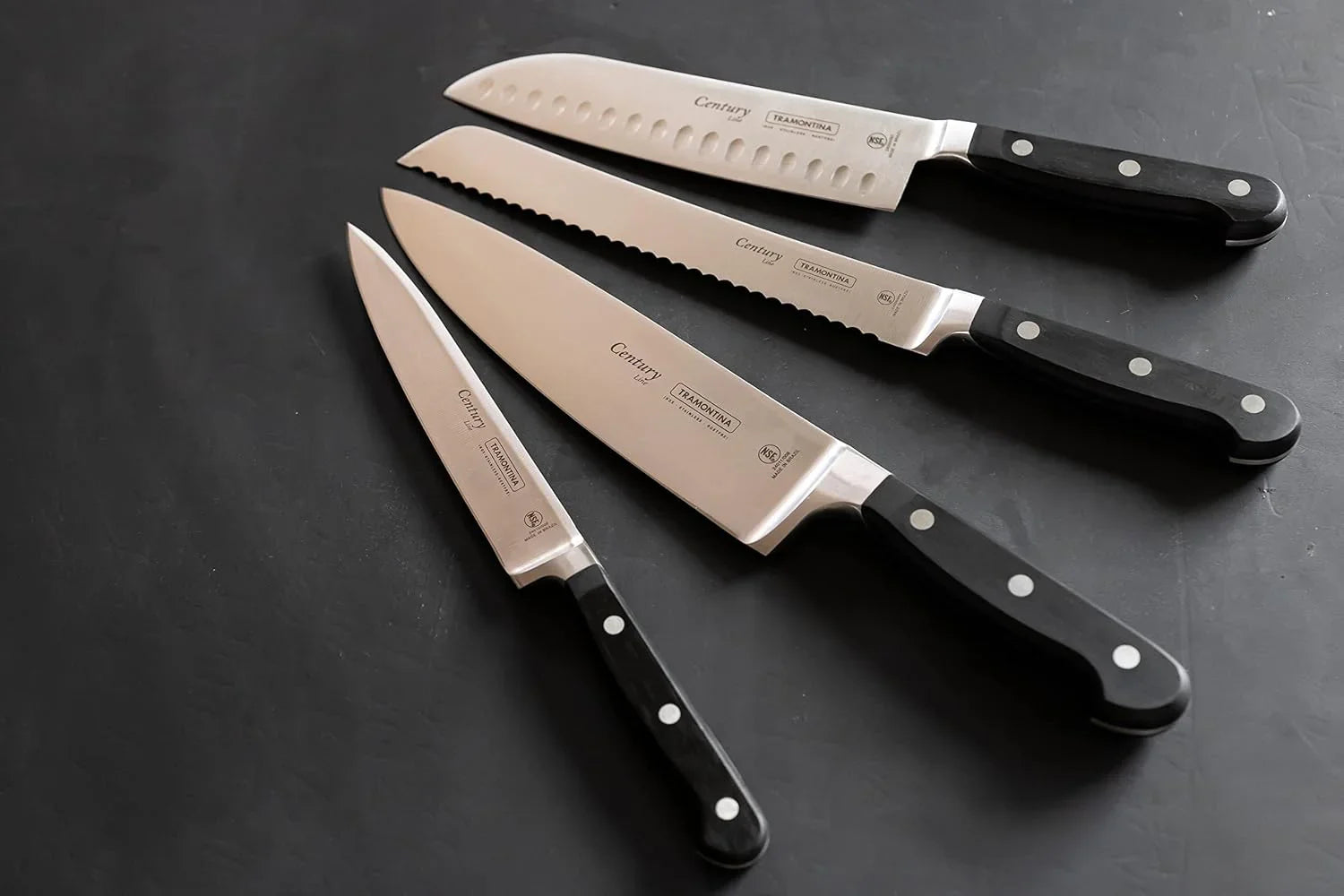 Faca Santoku Tramontina 7 Century Preto Lâmina Aço Inox