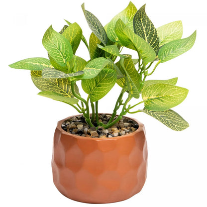 Cachepot de Cimento com Planta Artificial Prisma Marrom 11x22cm Wolff