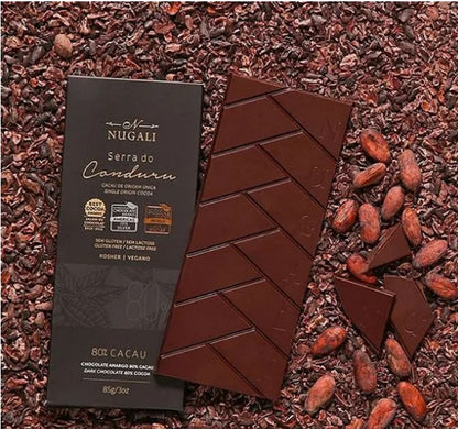 Chocolate Nugali Tablete Serra do Conduru 80% Cacau Vegano 85g