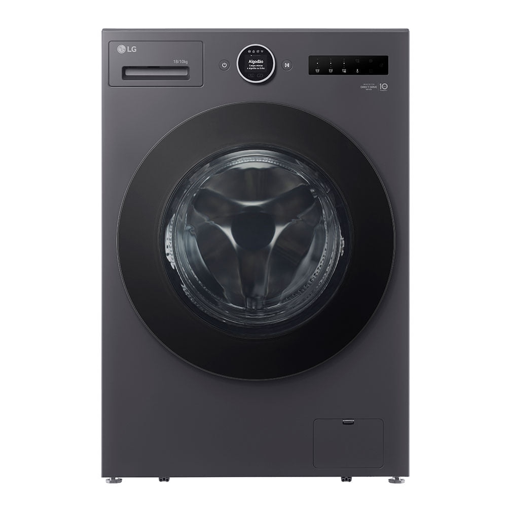 Lava e Seca Smart LG NT 18kg Black Inox WD18GNTS6B Preta