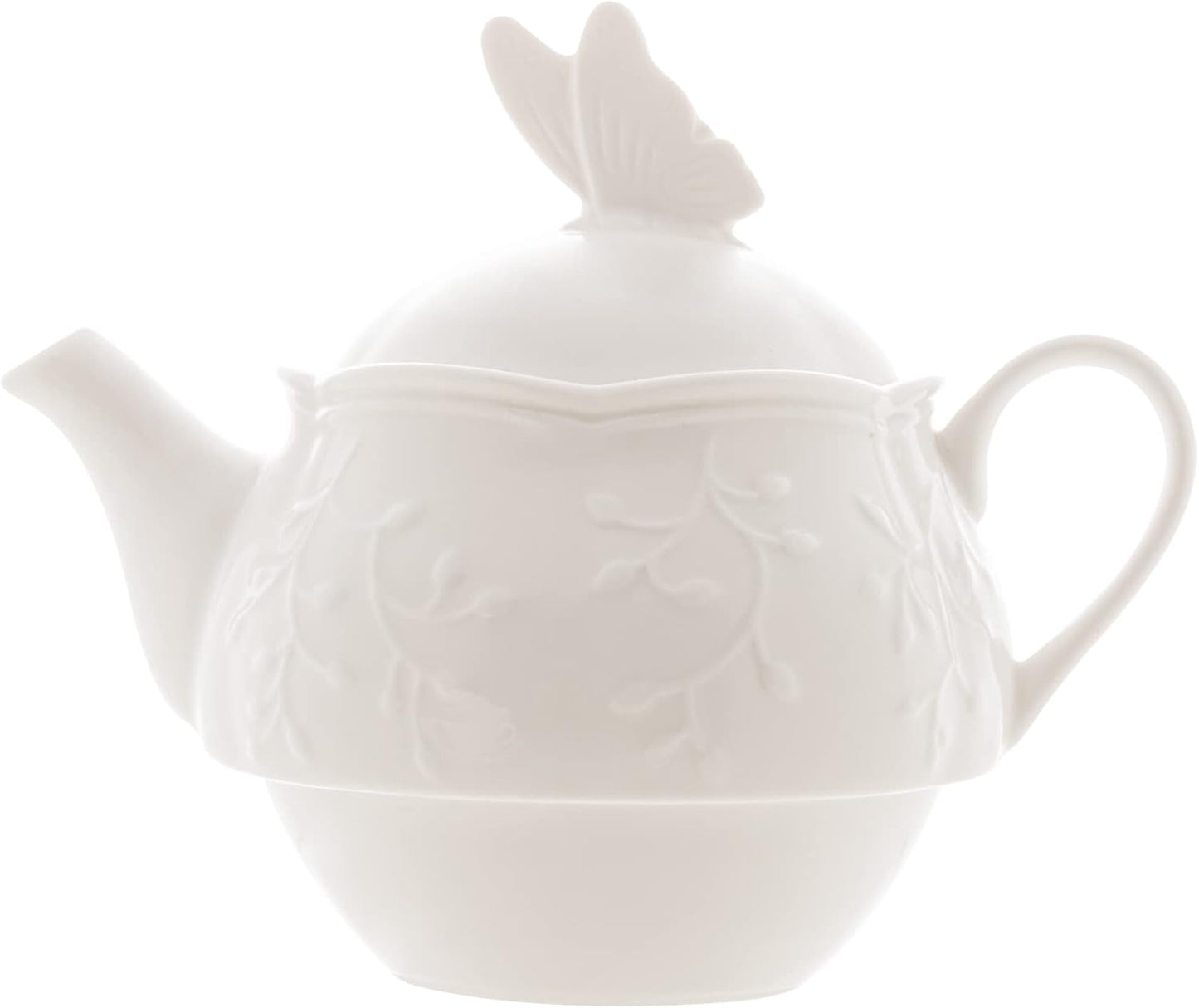 Conjunto 3 Peças para Chá de Porcelana New Bone Butterfly Flower Lyor