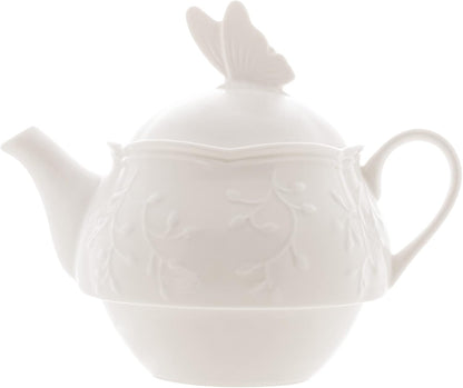 Conjunto 3 Peças para Chá de Porcelana New Bone Butterfly Flower Lyor